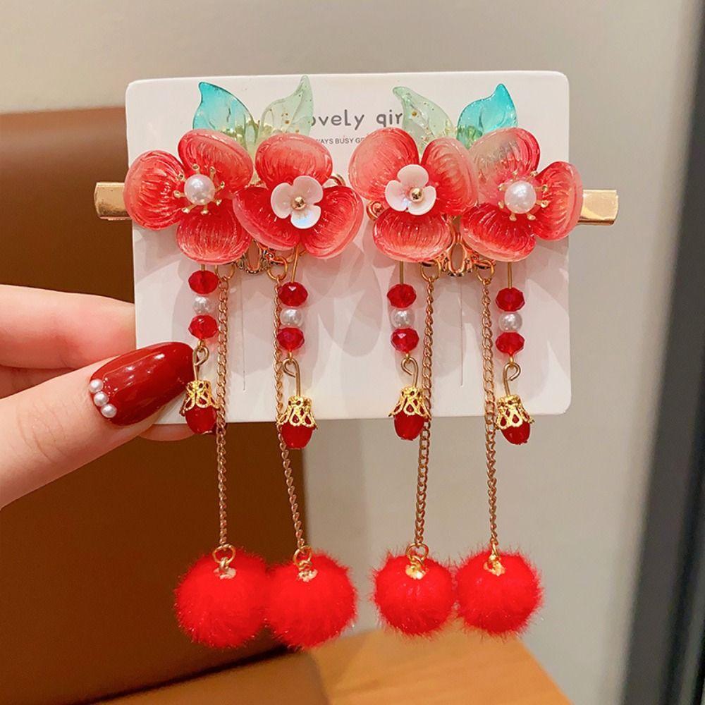 

Tassel Chinese New Year Headwear Bow Ancient Style Hairpin Simple Hanfu Hair Sticks Baby H