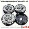4Pcs/Set 56+60mm Universal Wolf Emblem Car Wheel Center Hub Cap Stickers Auto Rim Cover Exterior Accessories