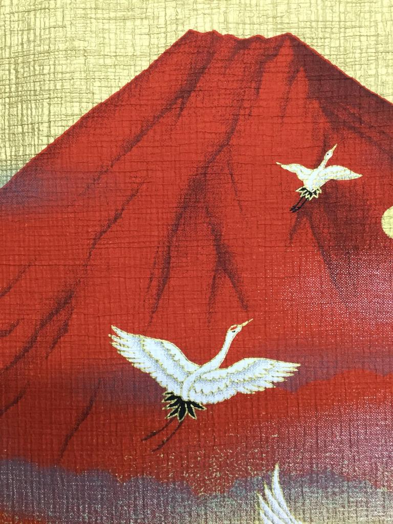 Washi Kawasumi Pattern Yuzen Washi Tapestry KISSHO Red Fuji 58 X 46cm Presentation Box KISSHO All-over Approx.