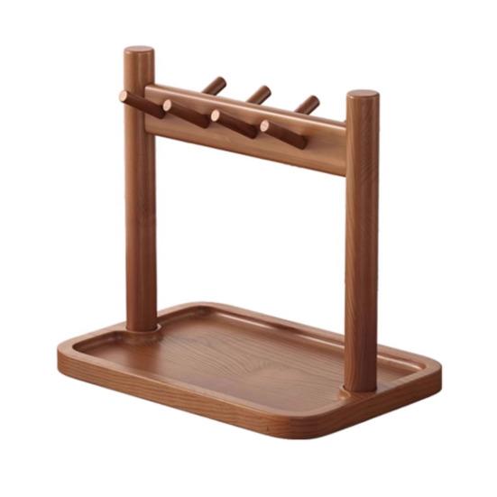 Entryway Key Holder Wooden Key Dish with Hooks Rustic Style Jewelry Dish Table Top Organizer for Keys Jewelry Glasses Watches Vanity Storage