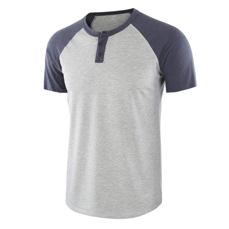 Short Sleeve T-Shirt Men'S, Large Size Custom Casual Loose Henry T-Shirt