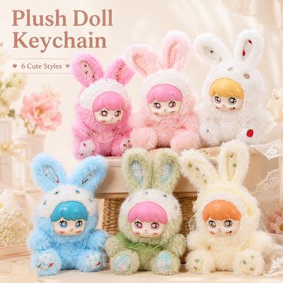Cartoon Fur Rabbit Doll Figure Keychain Plush Cute Vinyl Doll Figurine Trendy Blind Box Toy Schoolbag Hanger Pendant Decoration