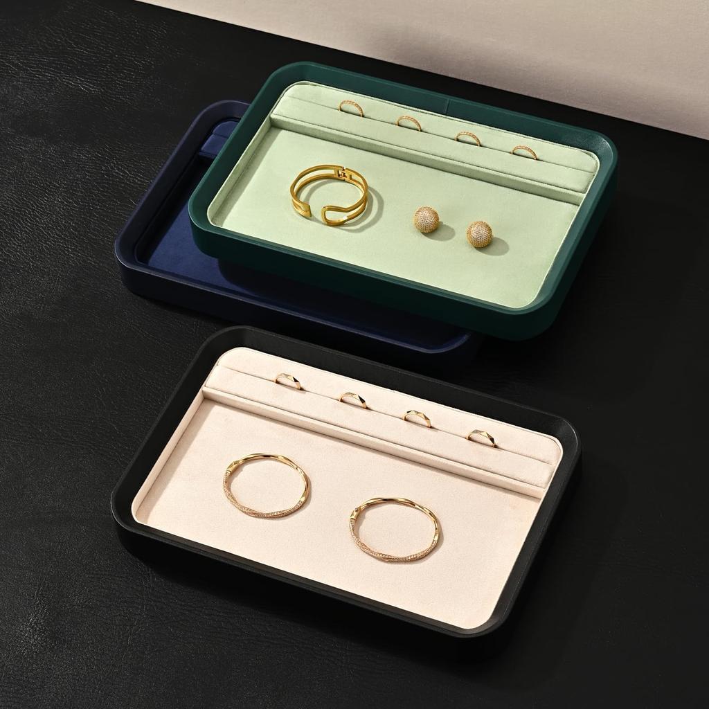 Oirlv Jewelry Tray with Ring PU for Commercial Home Qualified Invoice P21602 Grooves, Leather, Watches, Bangles, Necklaces, Storage, Display,