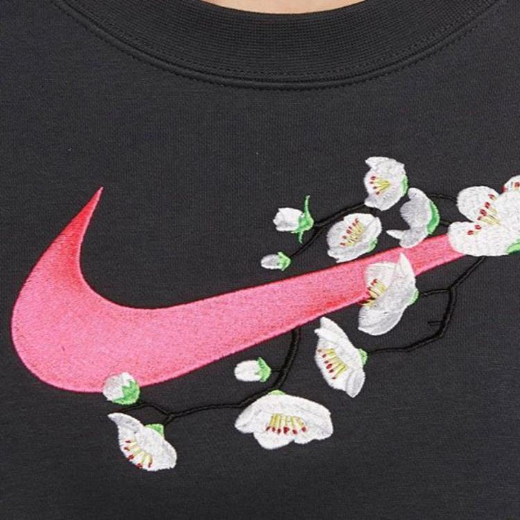 Nike Logo Sports Casual Crewneck Sweatshirt Women Sweatshirt Dark-Gray DJ4136-062