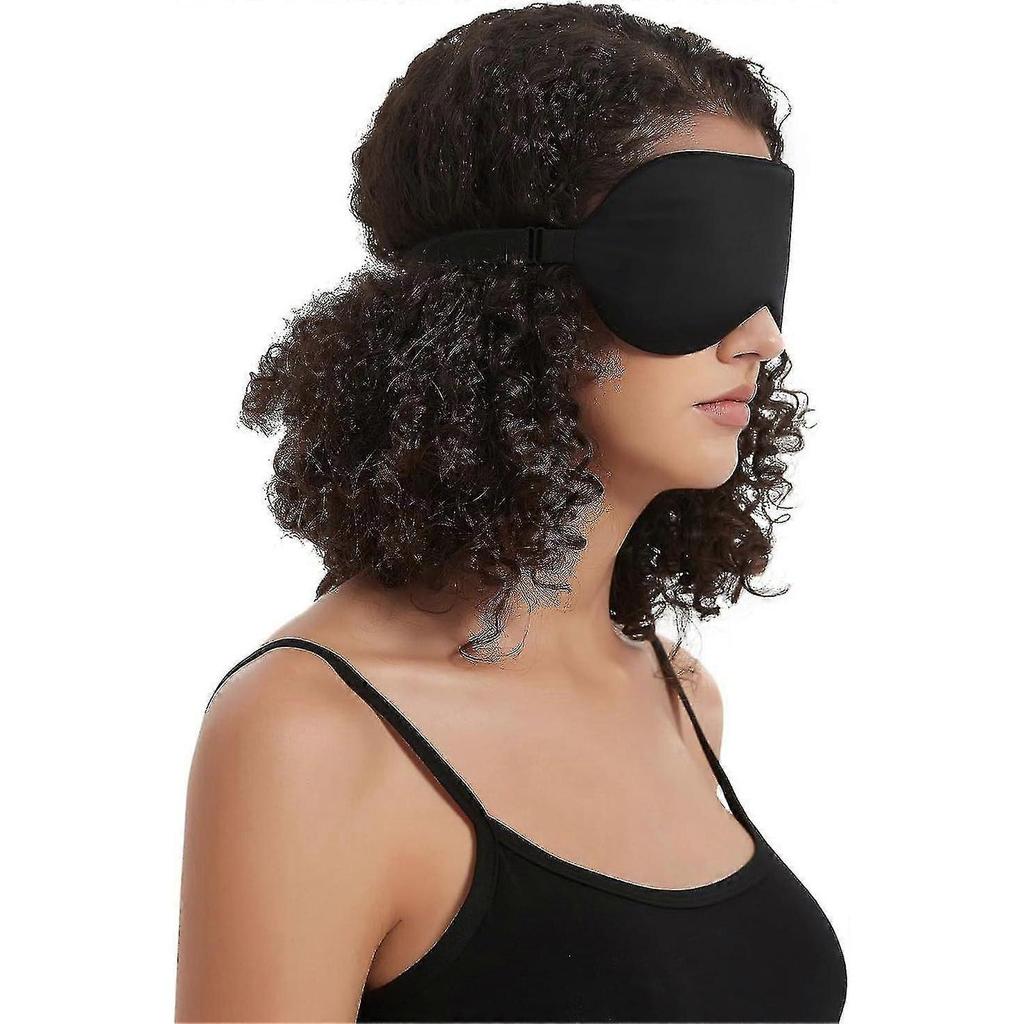 Alaska Bear Sleep Mask Silk Cool - No Pressure Eye Donuts Contour - Handmade, Upgrade Over Conventional "flat" Masks (black)