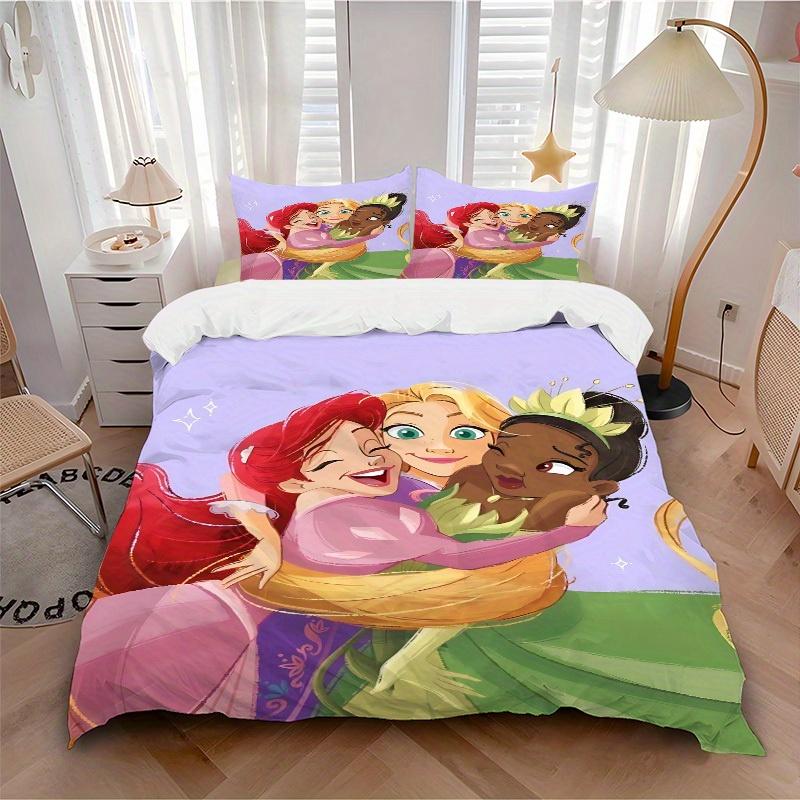 

3pcs set Disney Princess Friendship1pc of quilt cover+2pcs of pillowcase, no core, print bedding, All Seasons Bedroom Setting116 135x200cm