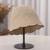 Chic Round Top Wide Brim Fisherman Hat Women Sun Hat Korean Hollow Out Breathable