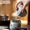 130ml Ru Kiln Three-talent Gaiwan Ancient Tea Tureen Tea Bowl With Lid Kit Tea Brewing Cover Bowl Tea Items Supplies Collection