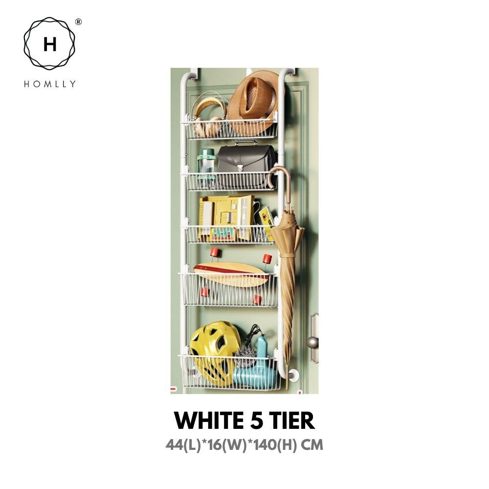 Homlly Over the Door 4/5/6 Tier Pantry Kitchen Bathroom Organizer and Storage Rack with Full Basket