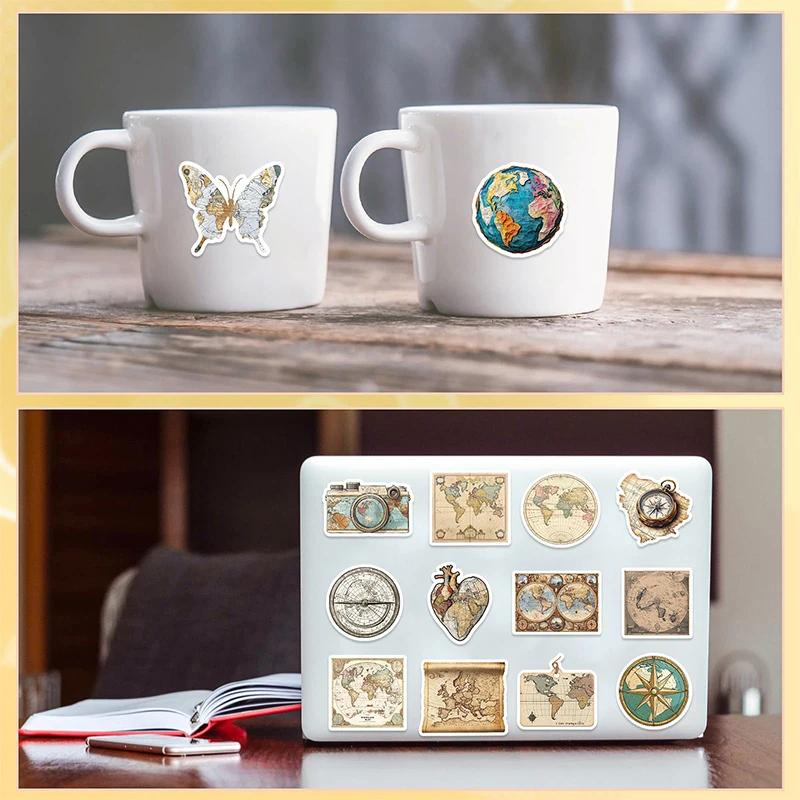 50Pcs High-Standard Vintage Premium-Quality Travel Premium-Quality Clock First-Class Map Superior-Grade Stickers Collection Kit Premium-Quality