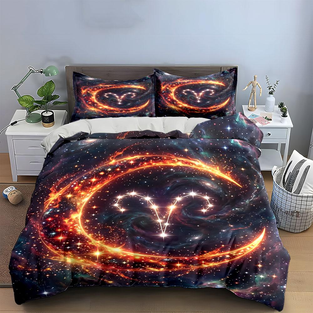 "Fiery Galaxy Aries Bedding Set" Bedding Duvet Cover Set Duvet Cover Pillowcases  (1 * Duvet Cover 2 * Pillowcases, without duvet insert)