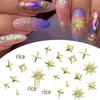 Gold & Silver Starburst Nail Art Set: Cross, Rivets & Lightning Elements