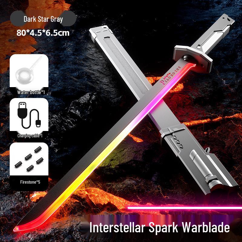 Cross-Border Spark Mid & Double Laser Sword with Vibration, Sound & Light Effects - Boys  Luminous Toy