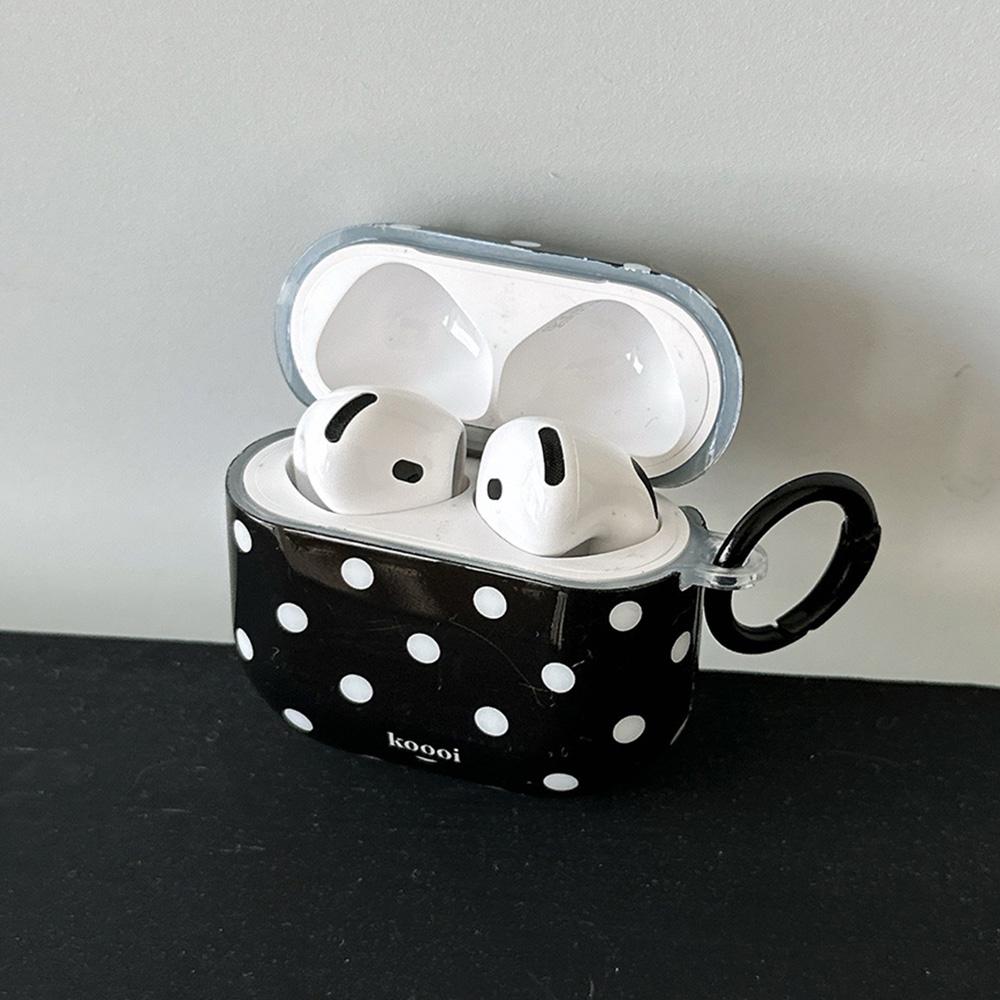 Korea Cute Black Polka Dots With Shockproof Earphone Protection Case Cover For AirPods 4 Pro 2 3 Soft Silicone Shell