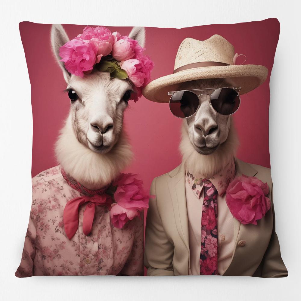 European Rabbit Badger Rooster Horse Animals Hipster with Glasses Painting Cushion Covers Decorative Pillowcase