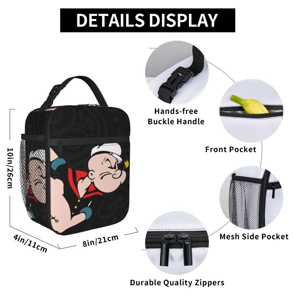p-popeyes Thermal Insulated Lunch Bags for School  Portable Food Container Bags Men Women Cooler Thermal Lunch Boxes