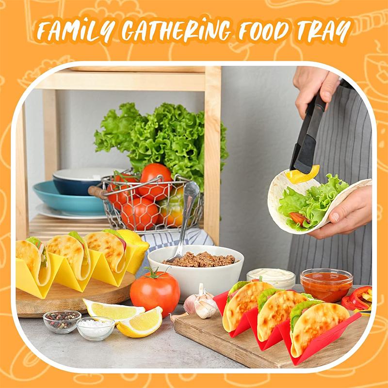 Colorful Taco Holder Stands Set of 6 Premium Large Taco Tray Plates Hold Up To 3 or 2 Tacos Each Kitchen Taco Shell Holder JT507