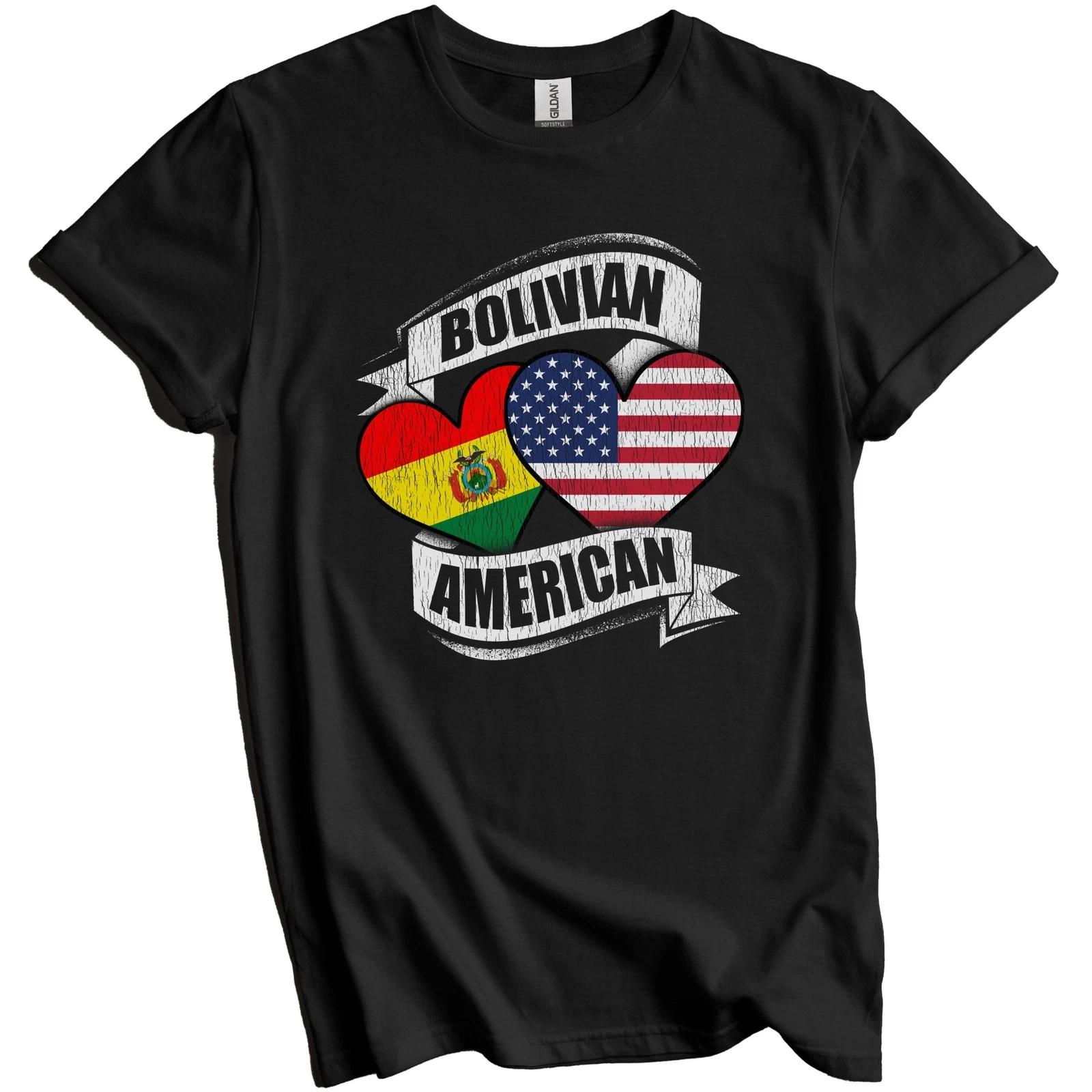 Bolivian American Hearts USA Bolivia Flags T-Shirt S