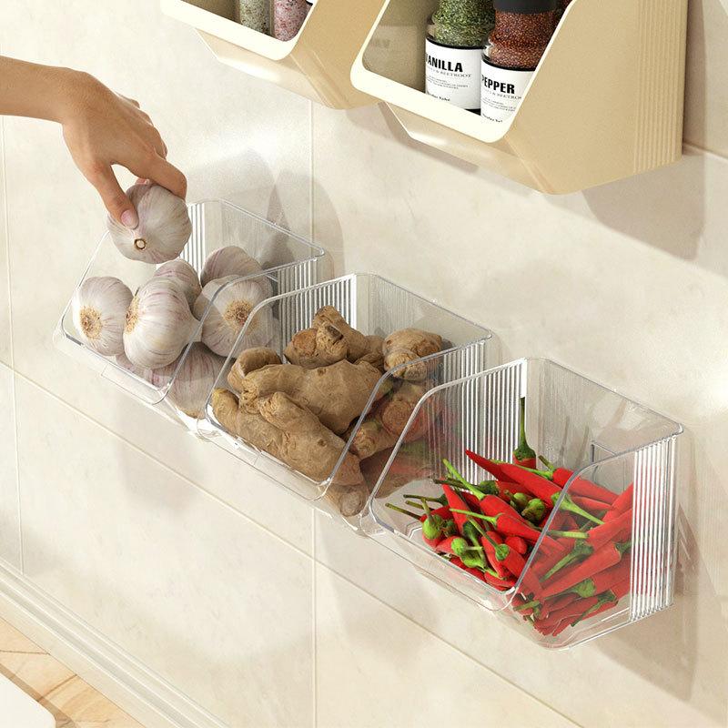Wall-mounted Storage Box Kitchen Onion Ginger and Garlic Rack Ginger Garlic Wall-mounted Storage Basket Household Seasoning Storage Box