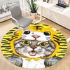 1PC Tiger Cat Office Round Area Rug,  Mat Suitable ForOffice, Under Office Chairs Bedroom Living Room Home Decor, Room Deco