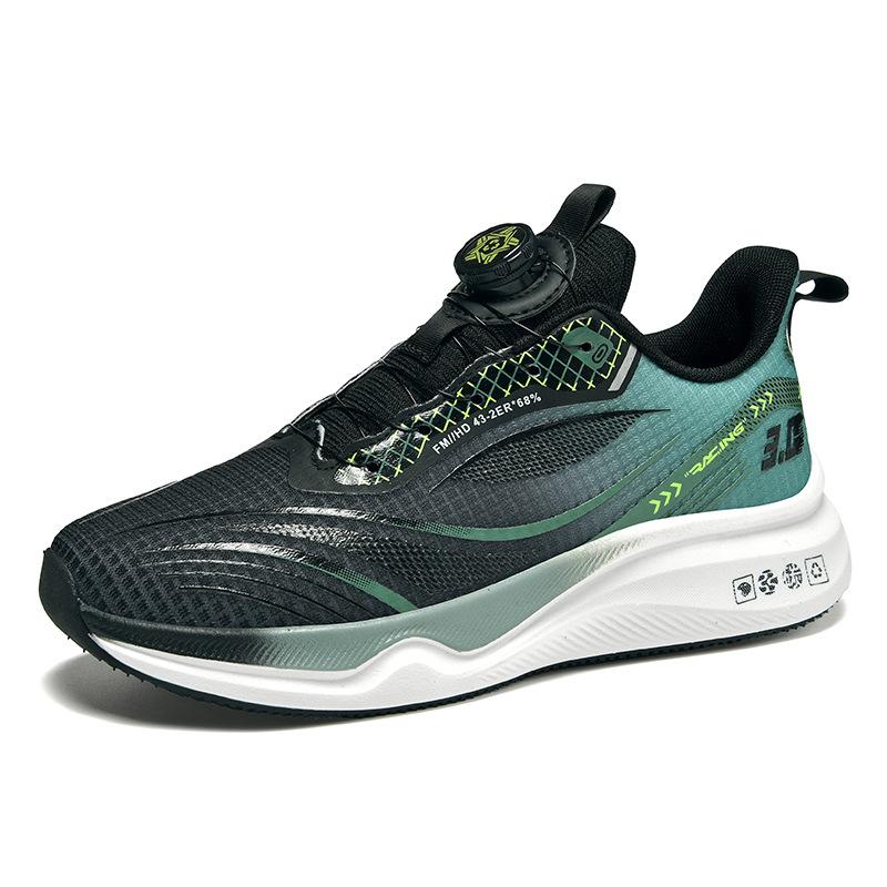 Junior High School and High School Physical Testing Shoes 46 Large Size Carbon Board Running Shoes Rotating Buckle Sports Shoes Flying Woven Men's
