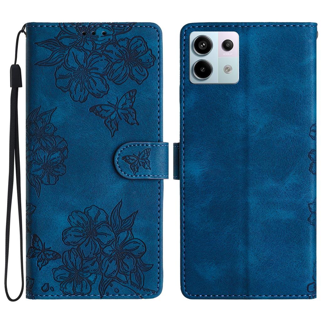 For Xiaomi Redmi Note 13 Pro 5G/Poco X6 5G Case Butterfly Flower Imprint Skin-Touch Leather Phone Cover