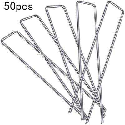 50Pcs Heavy Duty U Shape Garden Stakes Staple Securing Pegs Pins Anti-Rust For Securing Weed Barrier Fabric Landscape Fabric
