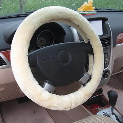 38cm Premium Soft Short Fur Car Steering Wheel Cover High-density Warm Plush Winter Steering Wheel Protector Cover Accessories