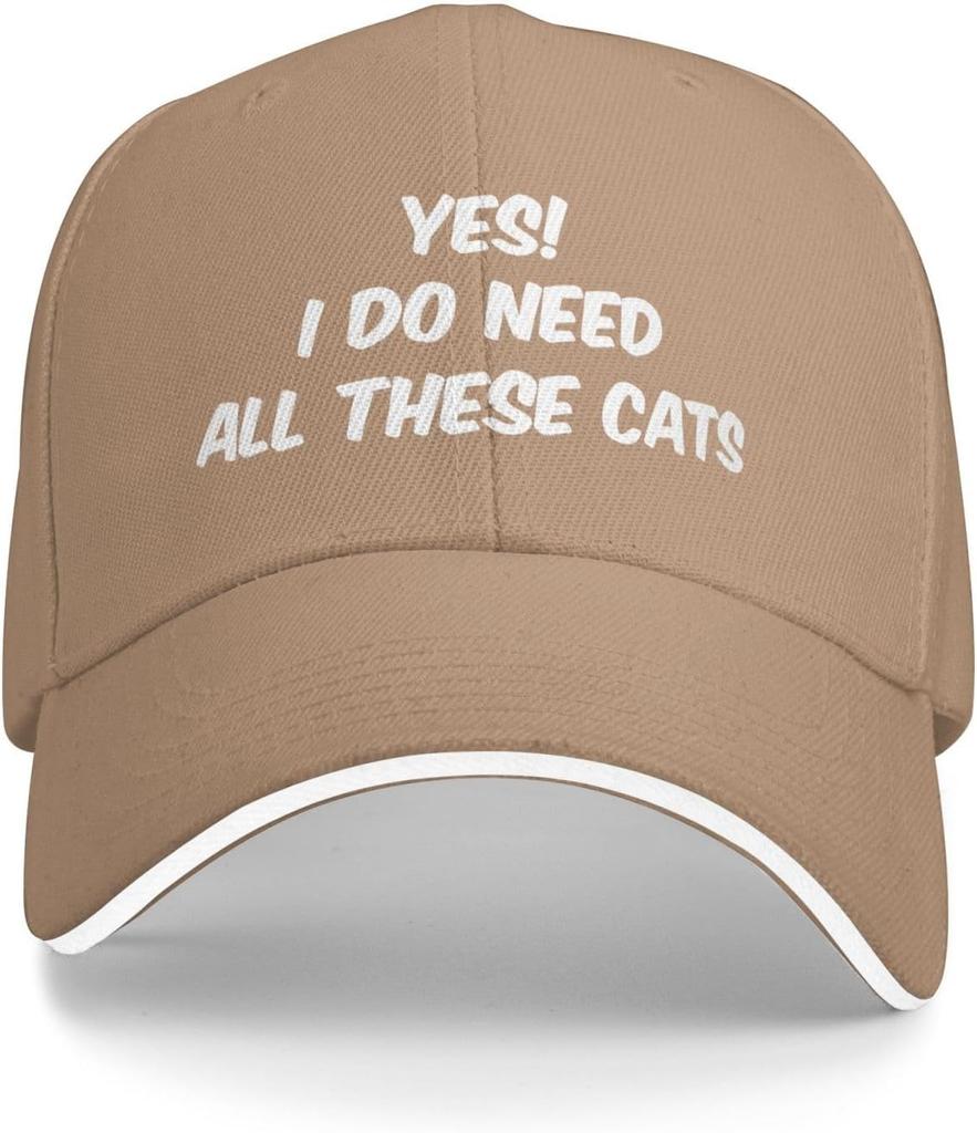 Yes I Do Need All These Cats Baseball Cap Polyester Adjustable Funny Dad Hat Unisex Hat