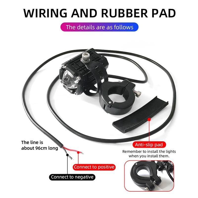 2Pcs Motorcycle LED Lights Universal Motos Dual Color Spotlights 360 Degree Adjustment Auxiliary Fog Light Motorcycle Accessory