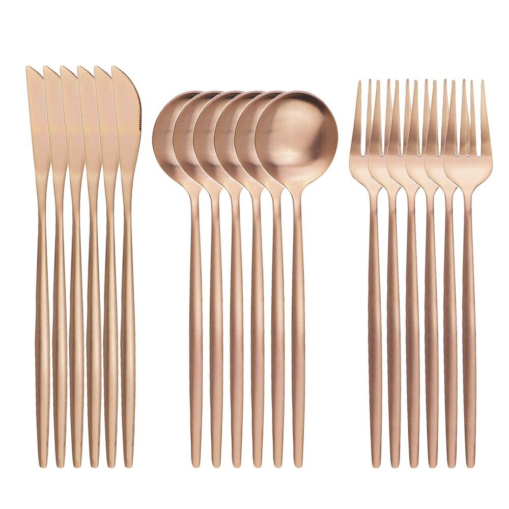 18pcs Colorful Cutlery Set Tableware Set Stainless Steel Dinner Knife Fork Spoon Matte Polishing Dinnerware Set
