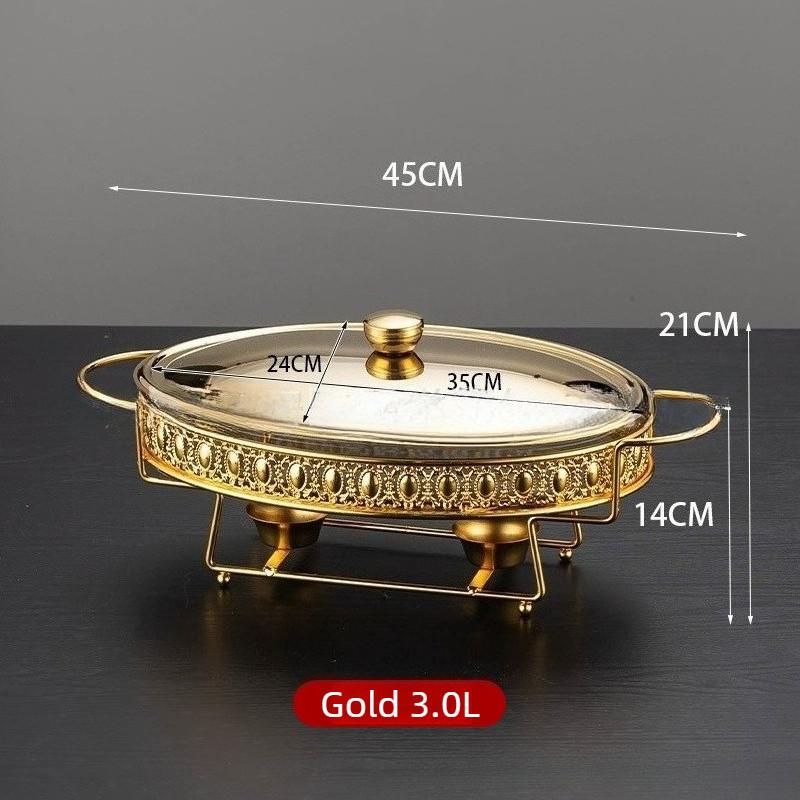 Heat Resistant Glass Buffet Stove Hotel Restaurant Food Insulation Container Heating Alcohol Stove Constant Temperature Stove