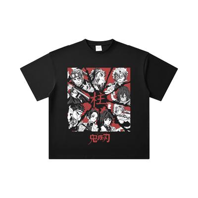 260 GSM Double Yarn 32 Count 100% Cotton Demon Slayer V81 Hashiras Print Unisex Heavy Cotton T Shirt