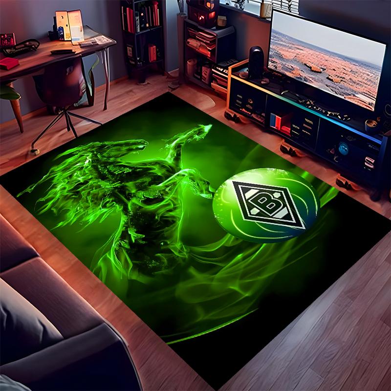 1pc Borussia Monchengladbach Logo Print Area Rug - Soft,Washable Non-Slip Indoor Mat for Office Chairs,Living Room,Home Office Decorative Rug