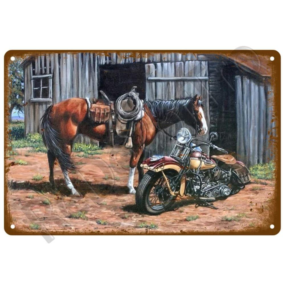 Metalowa Tabliczka Dekoracyjna na Ścianę do Garażu Motocyklowego 20x30cm