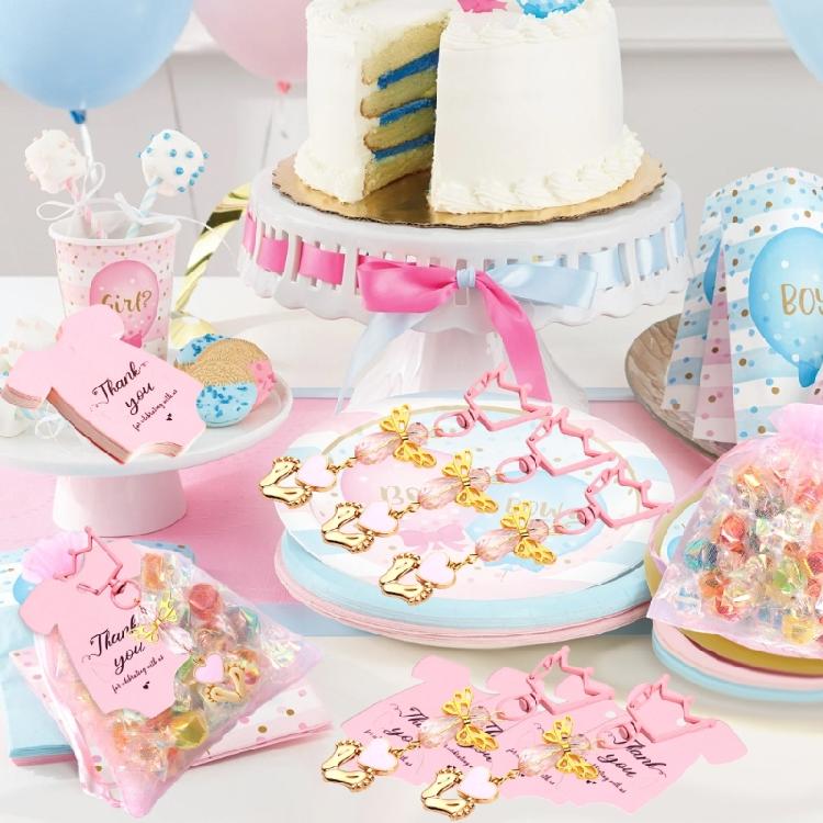 20pcs Handmade Keychains with Organzas Bags for Wedding and Baby Shower Baptism Party Supplies Anniversary Decorations