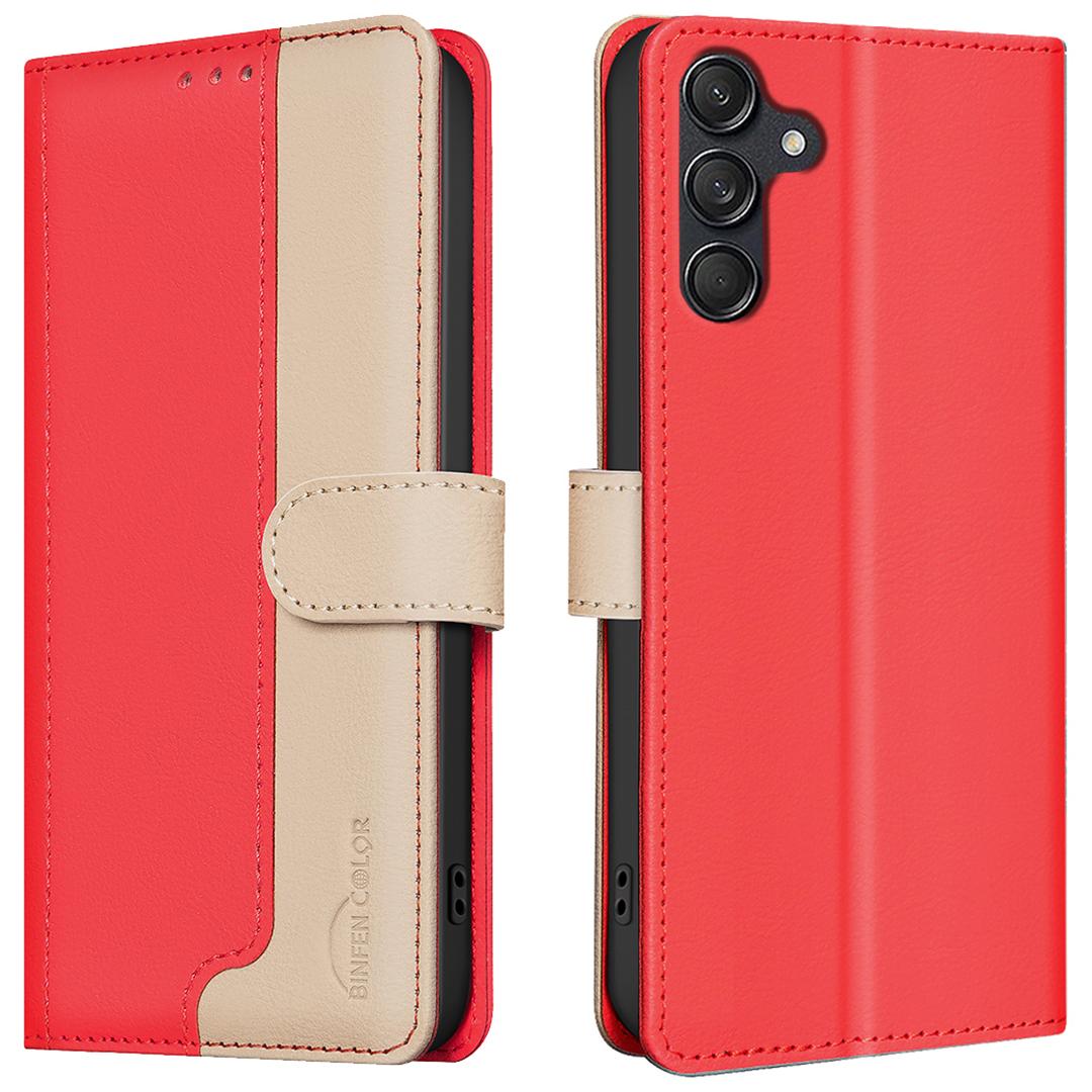 

For Samsung Galaxy A14 5G/4G Case PU Leather RFID Blocking Phone Cover Red