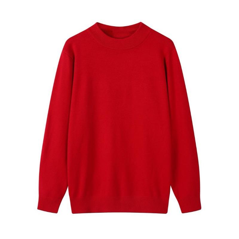 Autumn and winter new solid color simple round neck imitation cashmere sweater men's loose casual warm top women