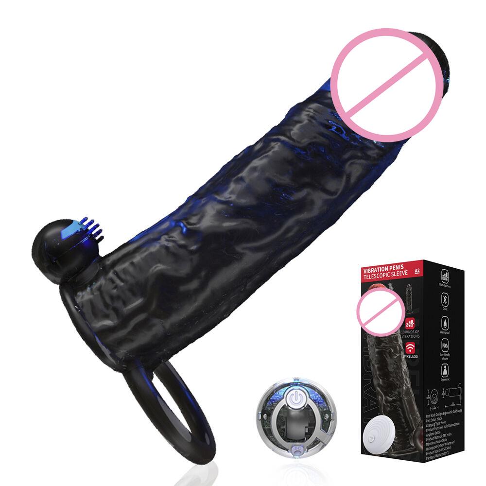 Vibrating Condoms Enlargement For Men Reusable Condoms Dildo Vibrator Penis Ring Sleeve Adult Sex Shop Sex Toy for Couples