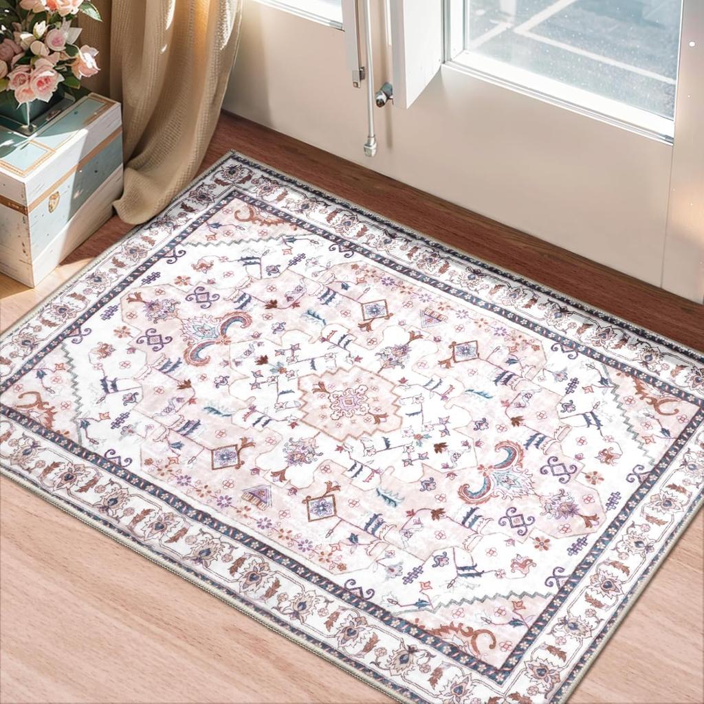 Boho Vintage Crystal Velvet Rug Non-Slip Area Floor Mat Home Decor Entrance Passageway Door Mat Bedroom Kitchen Floor Mat