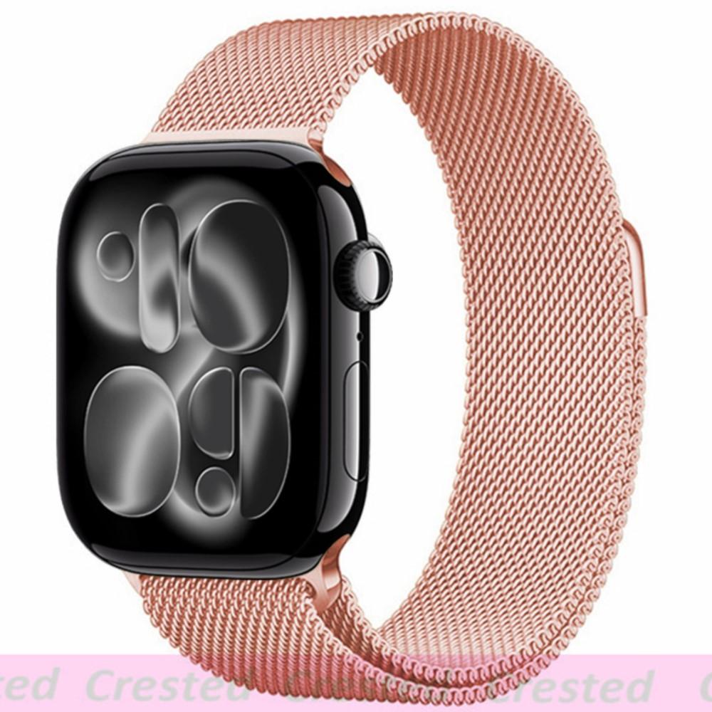 Milanese Loop Strap For Apple Watch Bands 44mm 46mm 40mm 45mm 41mm 42mm Correas Bracelet iWatch Series 10 11 Se 7 8 9 Ultra 2 3