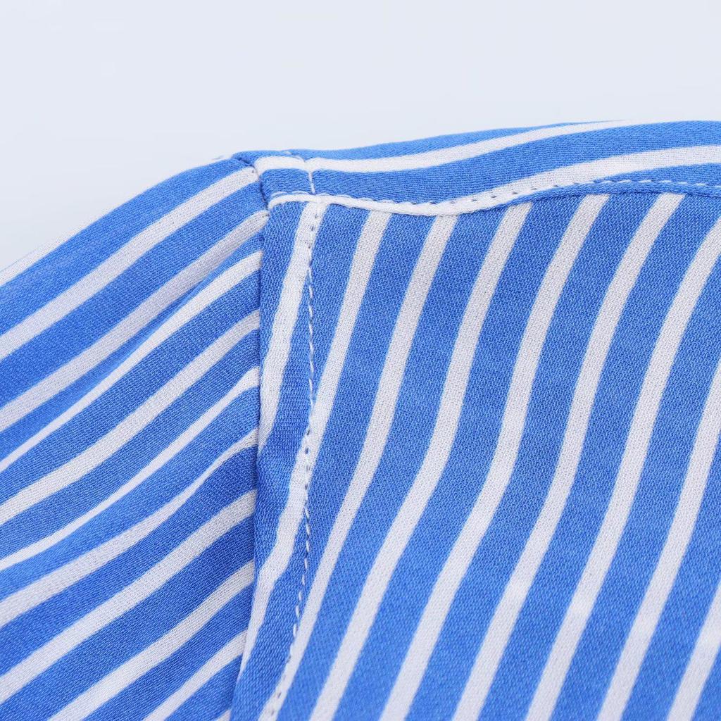 Color Block Striped Faux Silk Long Sleeve Shirt - European & American Style