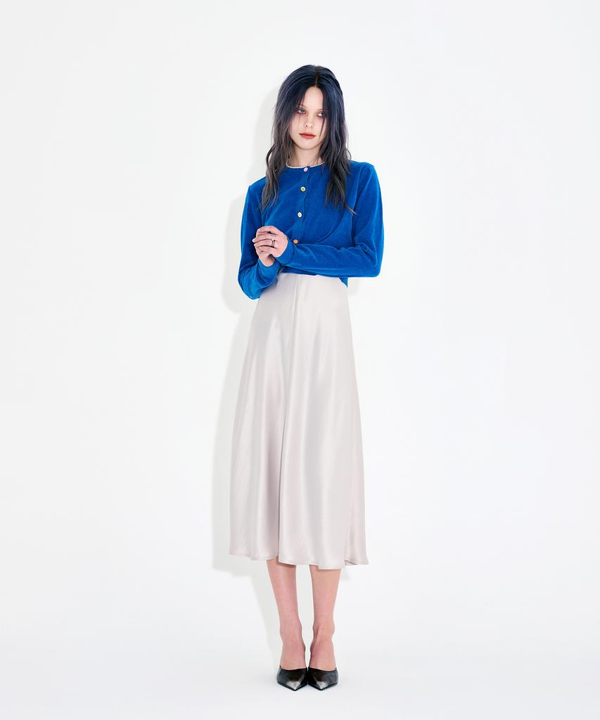 WARDOG Bias-Cut Acetate Drift Slit Dress Ivory