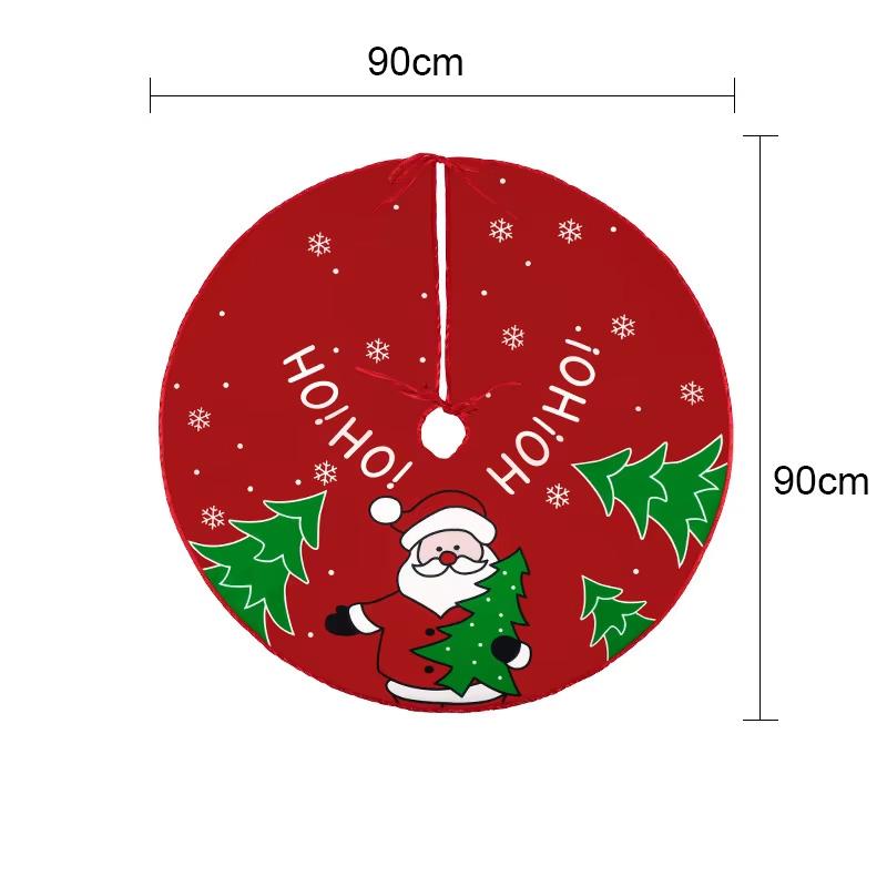 90/60cm Christmas Tree Skirt Red Snowflake Santa Claus Printed Xmas Tree Carpet Christmas Decor Mat New Year for Home Decor