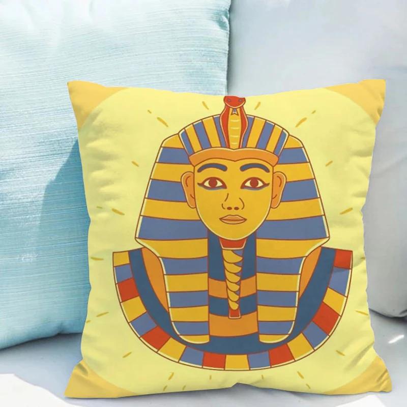 Ancient Egyptian Pharaoh Hieroglyphs Pillow Cases for Bed Cushion Cover 50x50 Car Sofa Cushions Covers Game Room Decoration Home