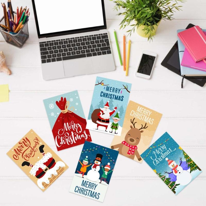 Sticker Christmas Card for Men Women Mom Dad Husband Wife Grandma Grandpa Son Daughter Greeting Santa Christmas Cards