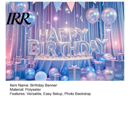 Double-sided Printed Banner Happy Birthday Backdrop, Party Photo Background Cloth for Celebration, Decorative Bunting Flag Decor Kids Women, Supplies