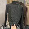 Women's Velvet Half-turtleneck, Striped Long-sleeved Undershirt, Autumn and Winter, Fungus Edge, Wear Outside