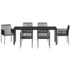 Garden Dining Set 7 pcs Black PE Rattan