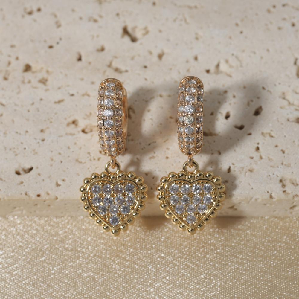 1 Pair Fashion Heart Shape Dangle Earrings for Women Zirconia Earring Jewelry Wedding Party Accessories